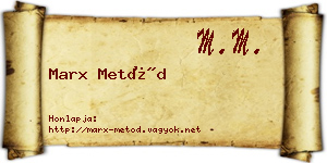 Marx Metód névjegykártya